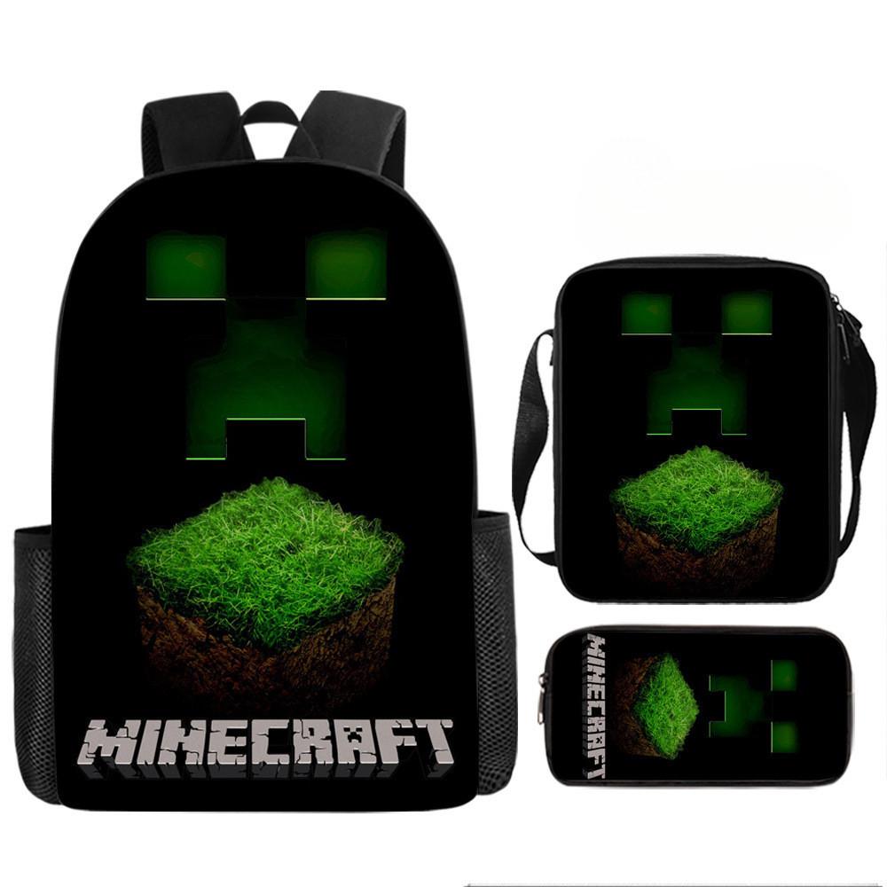 Minecraft Printed Cartoon Backpack Student Schoolbag Shoulder Bag Bag Pencil