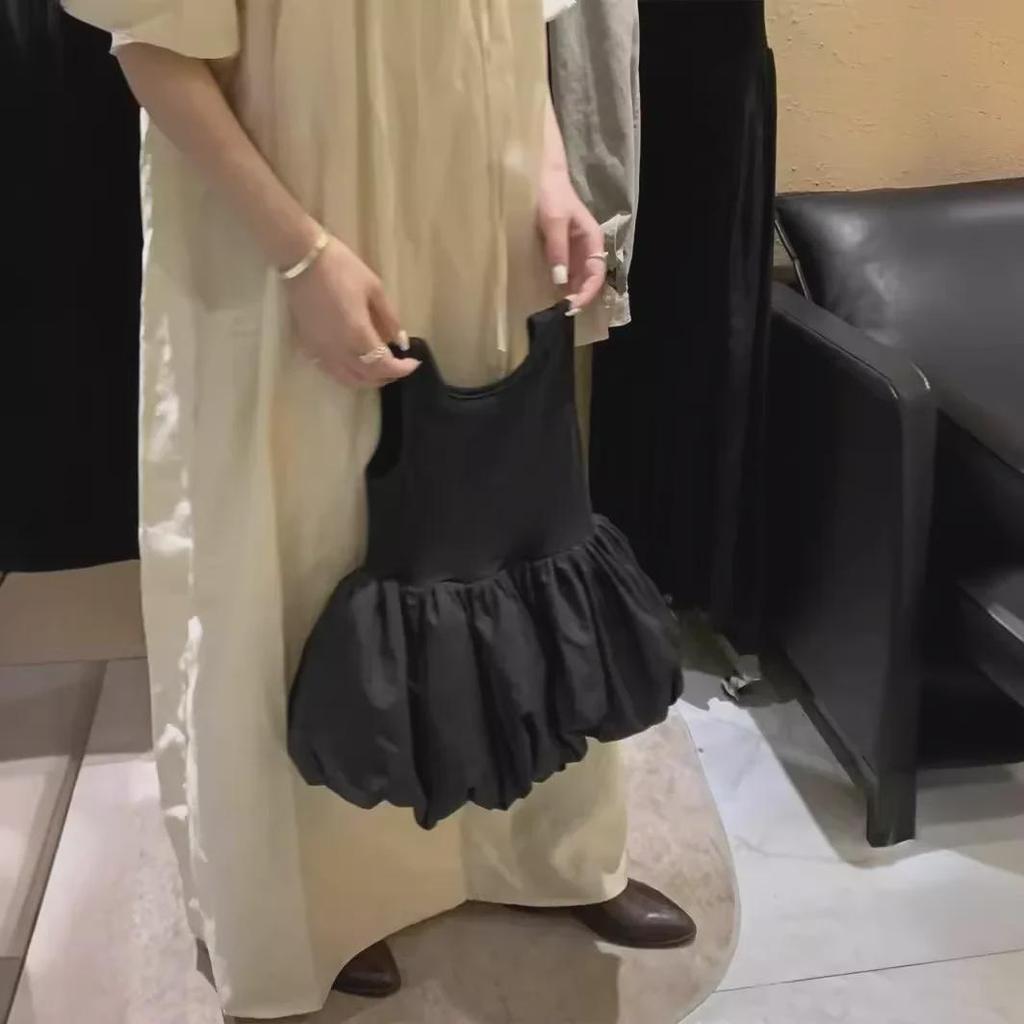 Korean Girls' Backless Black Dress - Floral Puffy Skirt Vest Style