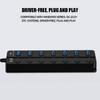 USB 7Ports HUB Splitter Multi USB3.0 Splitter Hub Use Power Adapter Multiple Expander USB Hub With Switch For PC Laptops