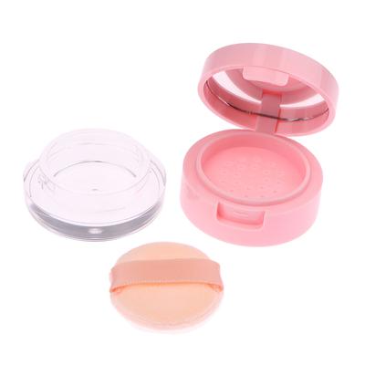 1ks Přenosná plastová pudřenka Prázdná nádobka na sypký pudr se sítkem a zrcátkem Kosmetické sítko Volná dóza Cestovní nádobka na make-up
