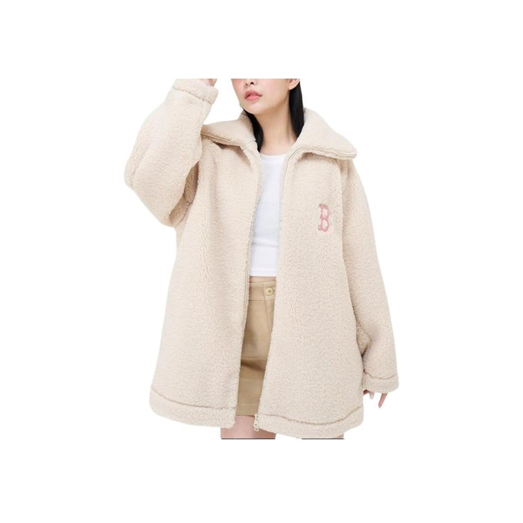 New MLB Velvet feel Coat Women's Light Beige 3FFDB0136-43BGL