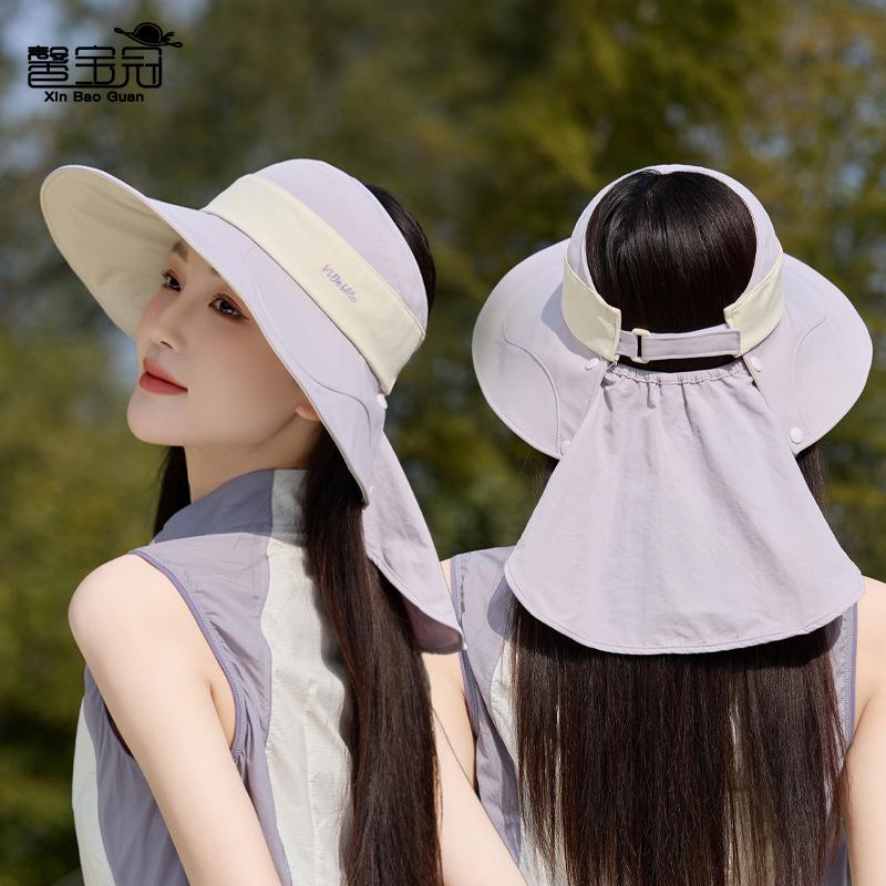 New summer sunscreen sun hat showing face small fashion versatile sun hat children's big eaves shawl neck bucket hat