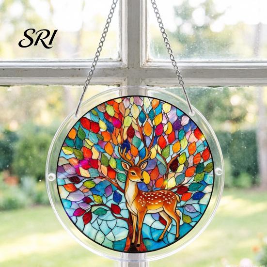 Lebendiges Schatten Puzzle Spielzeug Acryl Puzzle Sonnenfänger Fensteraufhängung Kit, Buntglas Stil DIY Interaktive Heimdekoration Puzzles Gartendekoration,