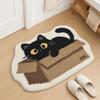 Tappeto da Bagno Peluche, Tappetino Antiscivolo Assorbente Soffice, Carino Tappetino Gatto Nero per Ingresso Camera da Letto Soggiorno
