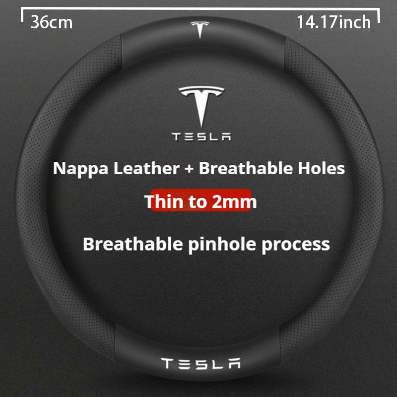 Car Carbon Fiber Leather Anti-Slip Steering Wheel Cover For Tesla Cybertruck Beast Roadster Model 3 Model Y Model S Model X