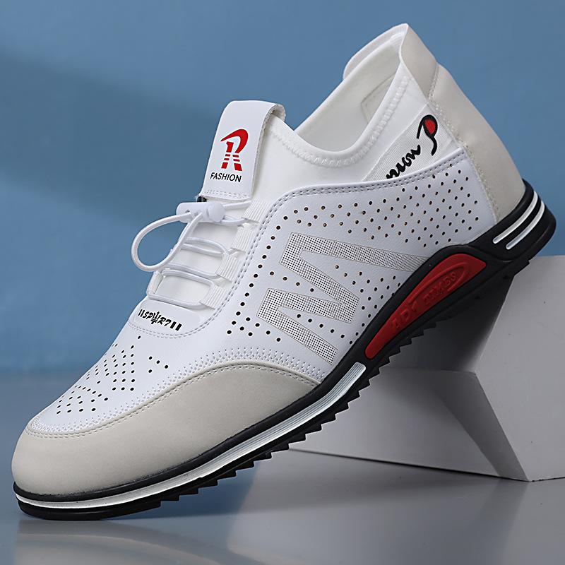Spring and summer new men's sports and leisure leather shoes men's youth trend shoes versatile little white shoes trend Korean version of heightening