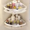 White No-Punch Corner Bathroom Storage Rack Organizer
