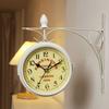Outdoor Garden Train Station Double Sided Wall Clock Retro Wrought Iron Metal Wall Clock