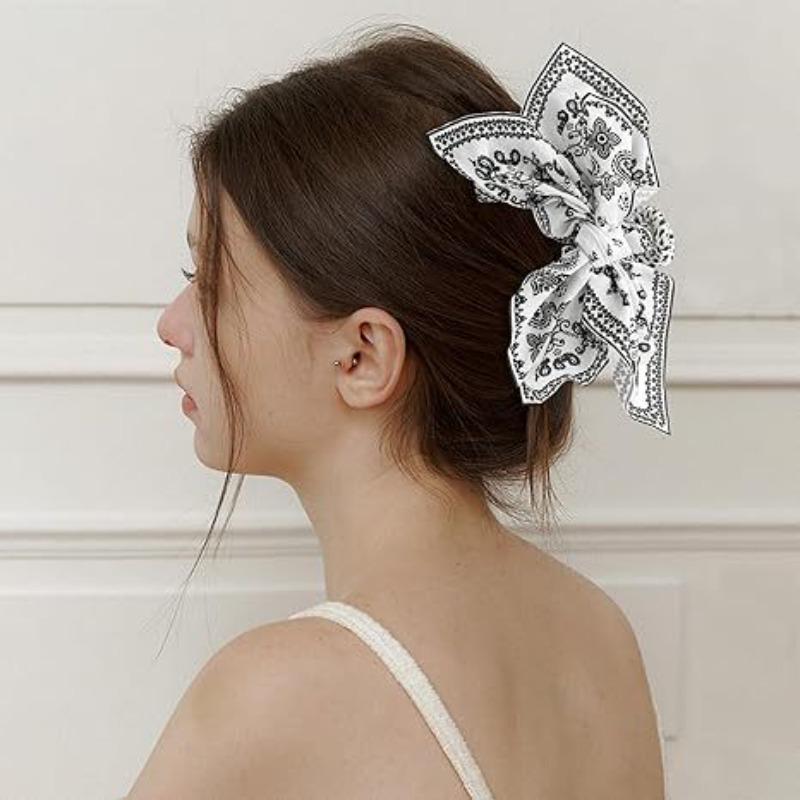 French-style Cashew Flower Bow Clip Sweet Shark Clip  Resort-style Ponytail Clip  Fashionable Headwear