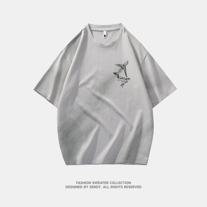Summer Men's Loose Short-sleeved T-shirt Tops Quarter-sleeved Round Neck Half-sleeved T-shirt
