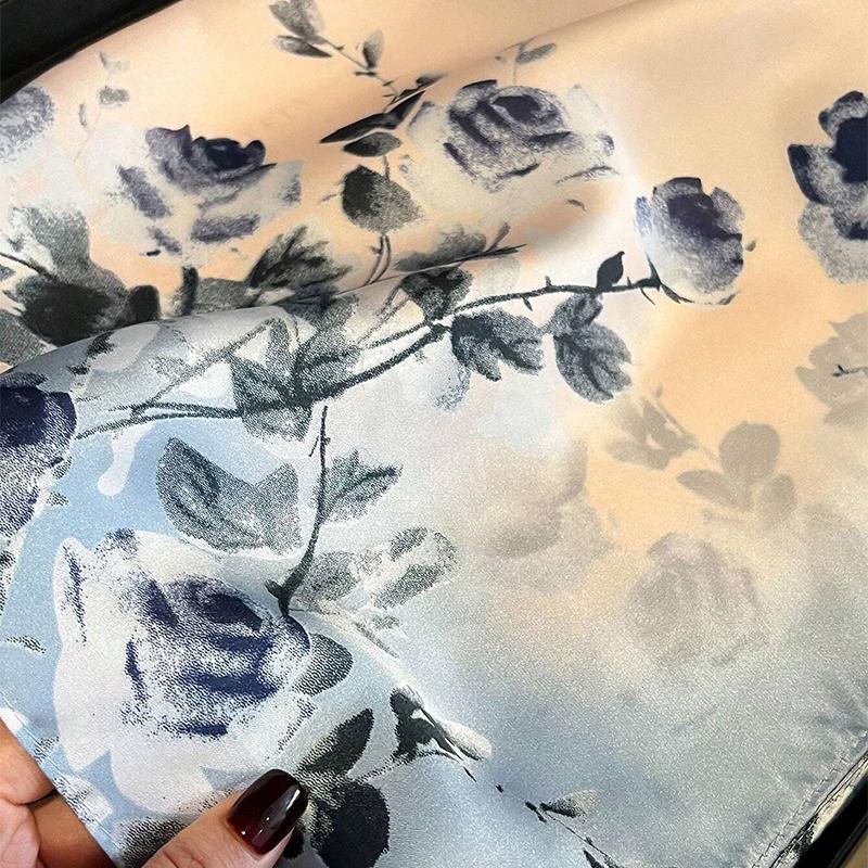 Luxury Silk Feeling Square Scarf Women  Print Satin Neckerchief Spring Hair Band Foulard Bandana Echarpe Tie Shawl Wraps