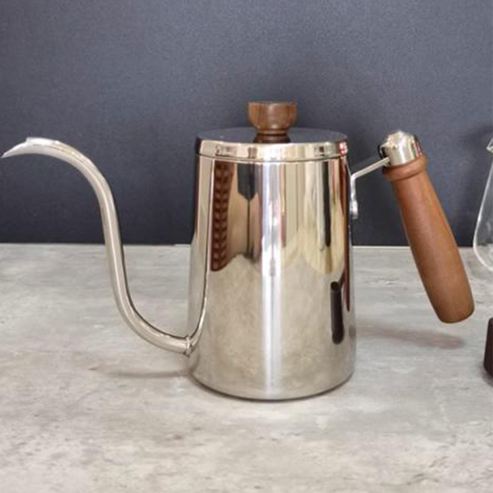 Hand Drip Coffee Kettle Wooden Handle Gooseneck 304 Stainless Steel Pour Over Kettle