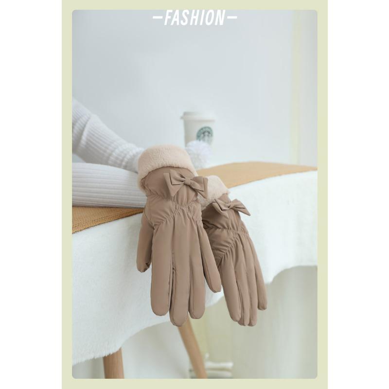 Winter Ladies Gloves Plus Velvet Padded Rainproof Gloves Outdoor Windproof and Cold Proof Warm Touch Screen