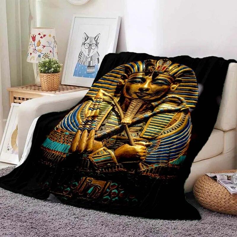 Ancient Egyptian Elements Print Blanket, For Sofa Couch Office Bed Camping , Multi-purpose Gift Blanket For All Season Clear
