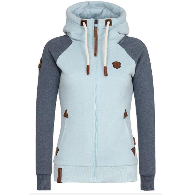 

2024 Women s Personalized Contrast Hoodie Contrast Color Hooded Sweatshirt Black M