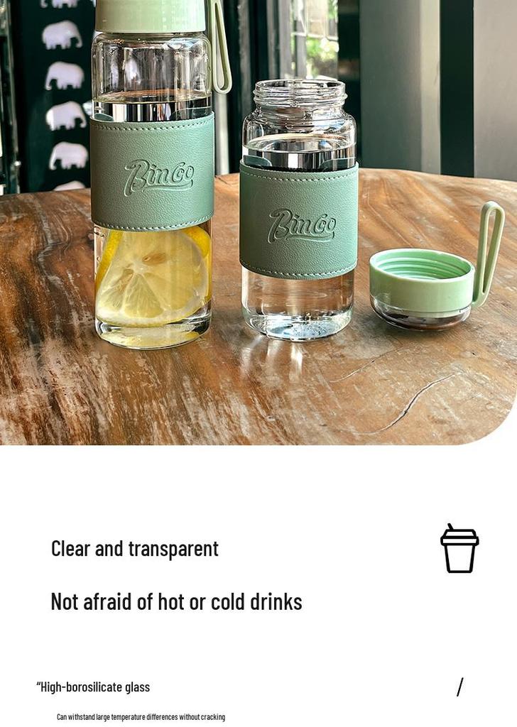 Portable Cute Glass Water Cup with Lid - Stylish Summer Tea Brewing Mug