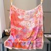 Summer silk scarf women's new square scarf light silk yarn thin breathable headscarf cover sunshade sunscreen scarf