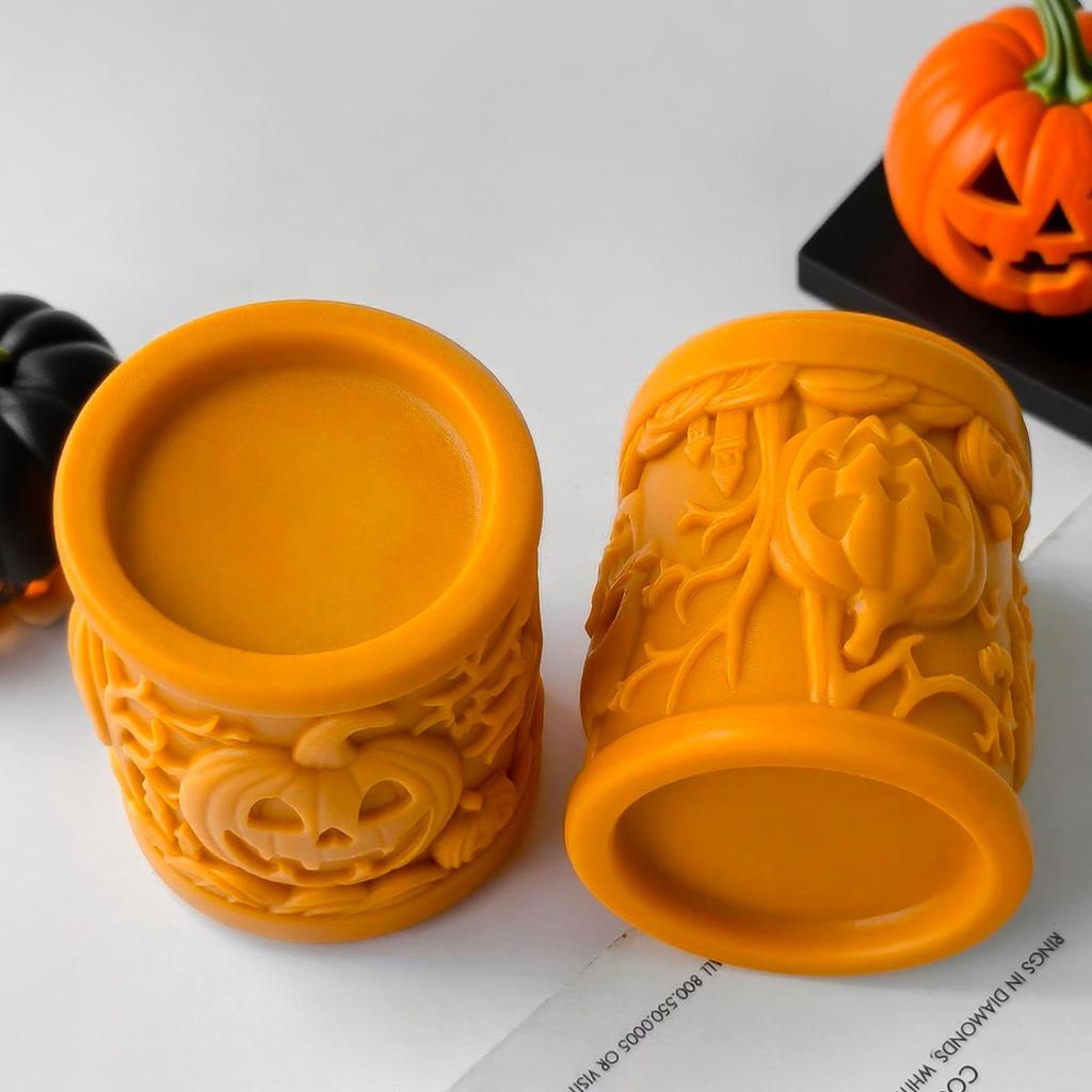 Halloween Candle Silicone Mold For Making Candle Soap Holiday Decoration Heat Resistant Cylinder Shape Silicone Mould