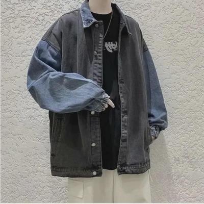 Men's Dark High Street Denim Jacket - Trendy, Loose-Fit Hong Kong Style for Spring and Autumn