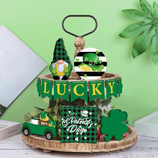 

1 комплект ул.. Многоуровневый орнамент на подносе ко Дню Святого Патрика, изысканный узор, набор декора многоуровневого подноса для фермерского дома