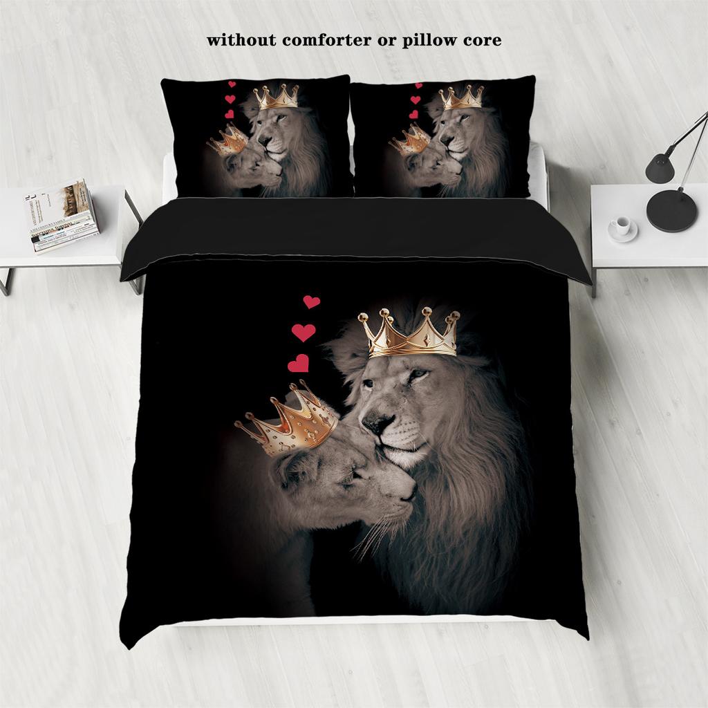 3D Digital Star Lion Polyester Three-Piece Quilt Cover Bedding Quilt Cover Pillowcase