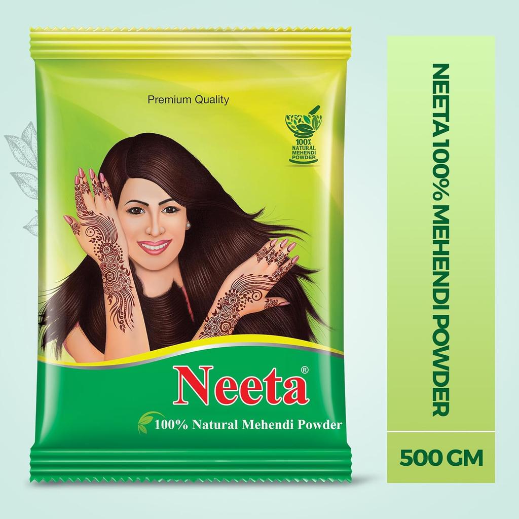 Neeta 100% Pure Henna Powder 500g Pack of 1 Natural Hair Color Conditioner for Men & Women