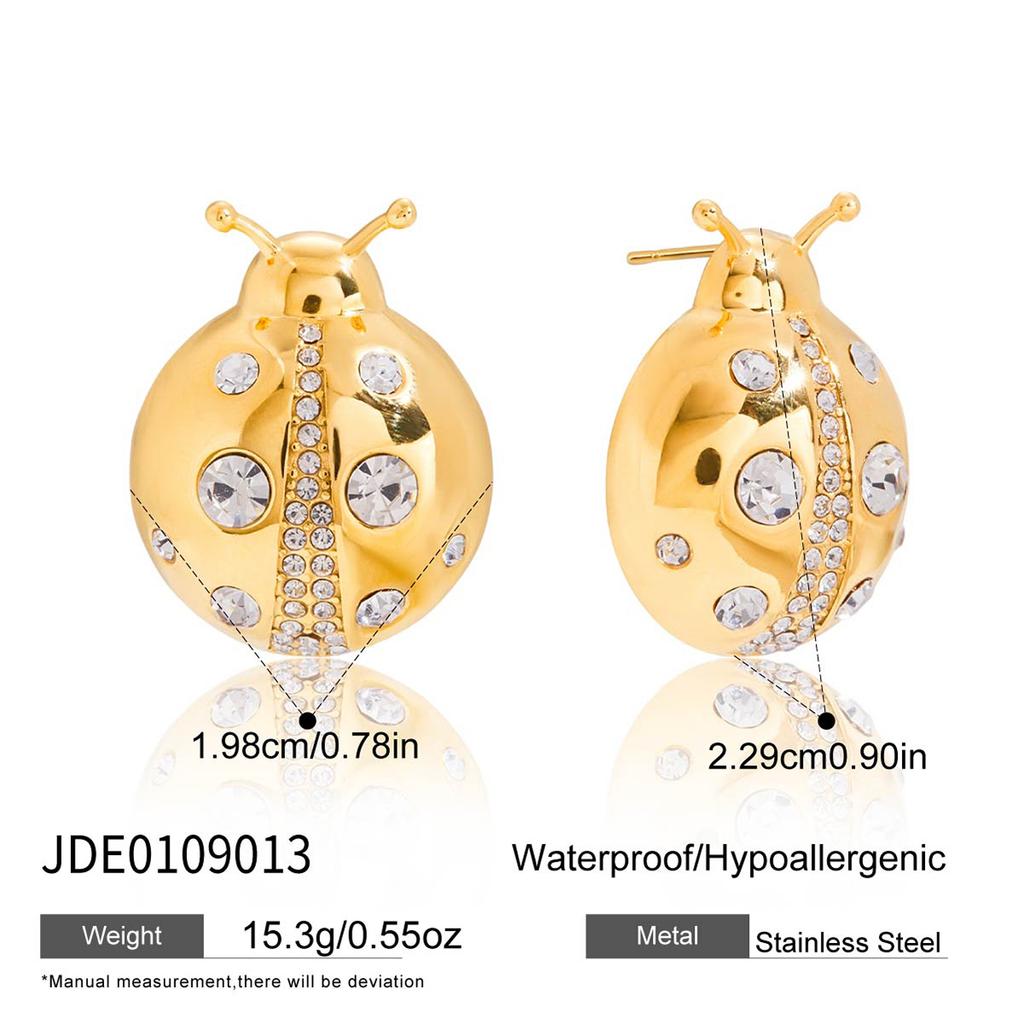 Youthway Classic Zircon Ladybird Pendant Necklace For Women Minimalist Gold Plated Stainless Steel Necklace Fashion Jewelry