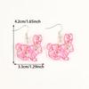Cross-border New Cute Pink Rabbit Earrings 2D Flat Acrylic Creative Flower Pattern Animal Earrings