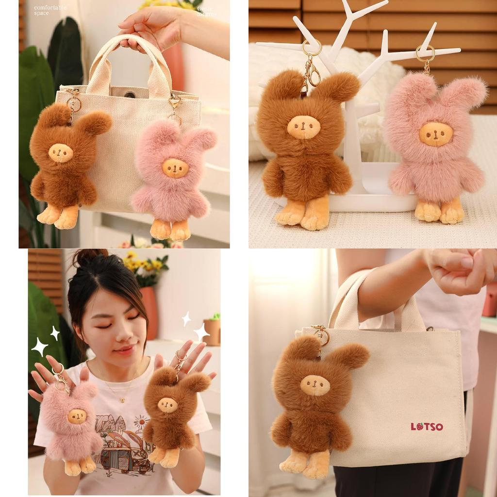 Adorable Bunny Plush Keychain Soft Rabbit Couple Pendant For Students And Backpacks