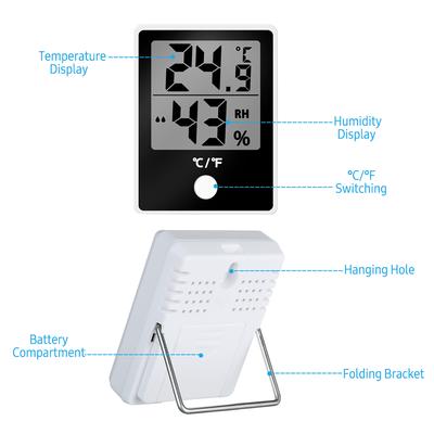 2pcs Indoor Hygrometer Thermometer LCD Digital Thermohygrometer Weather Station Temperature &