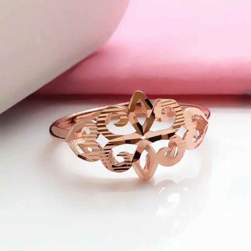 Purple Gold Hollow Ring, Unique Personality And Temperament, Hollow Live-Plated Rose Gold Ring.