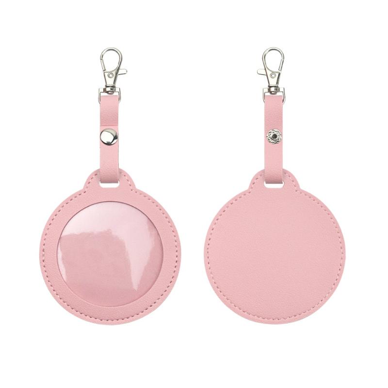 PU Leather Card Holder Cat Ear Design Cute Round Badge Reel For Work Office Travel Luggage Keychain Pendant