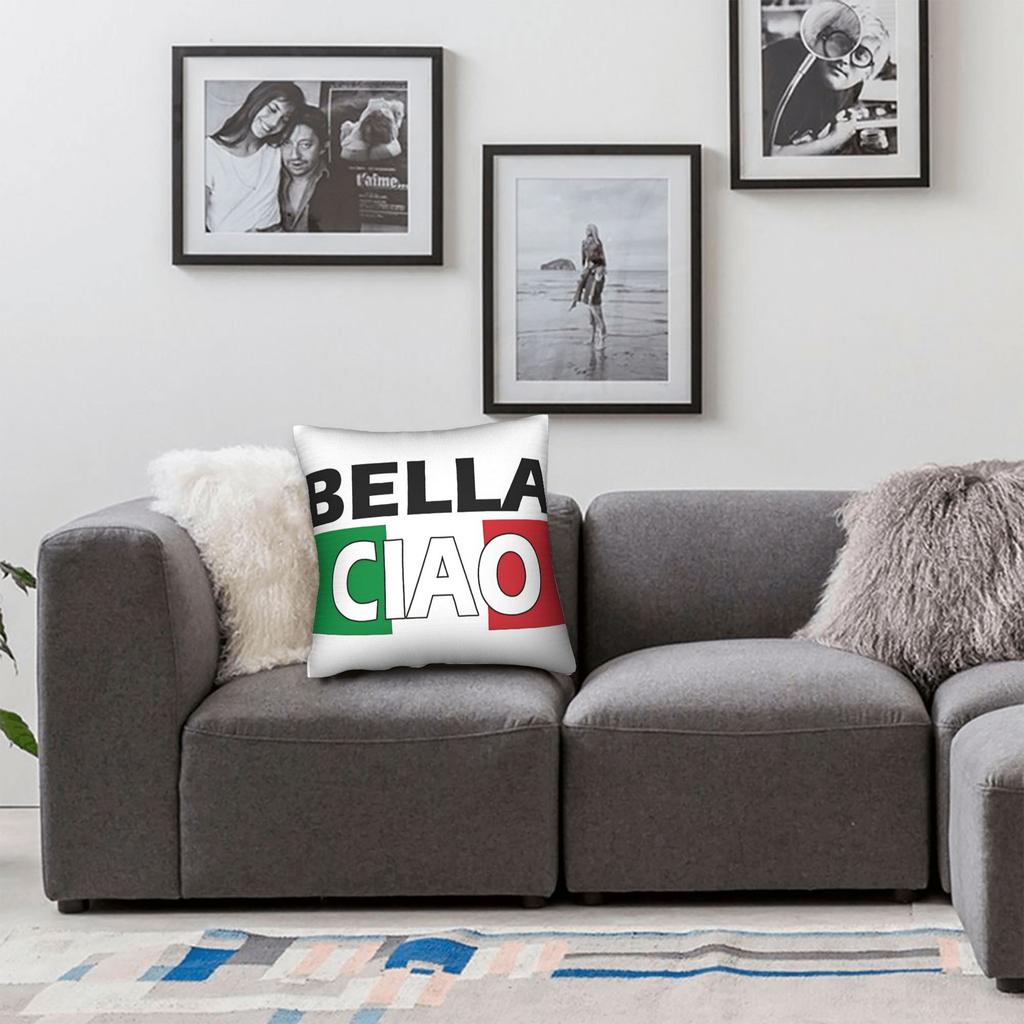 Bella Ciao Italia Pillow Cover Graphic Cushion Cover Cute Funny Pillow Case For Sofa Couch Bed Living Room