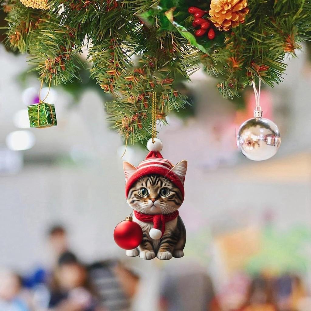 Cartoon Gift Cute With Cat Pattern Acrylic Pendant For Decoration Christmas