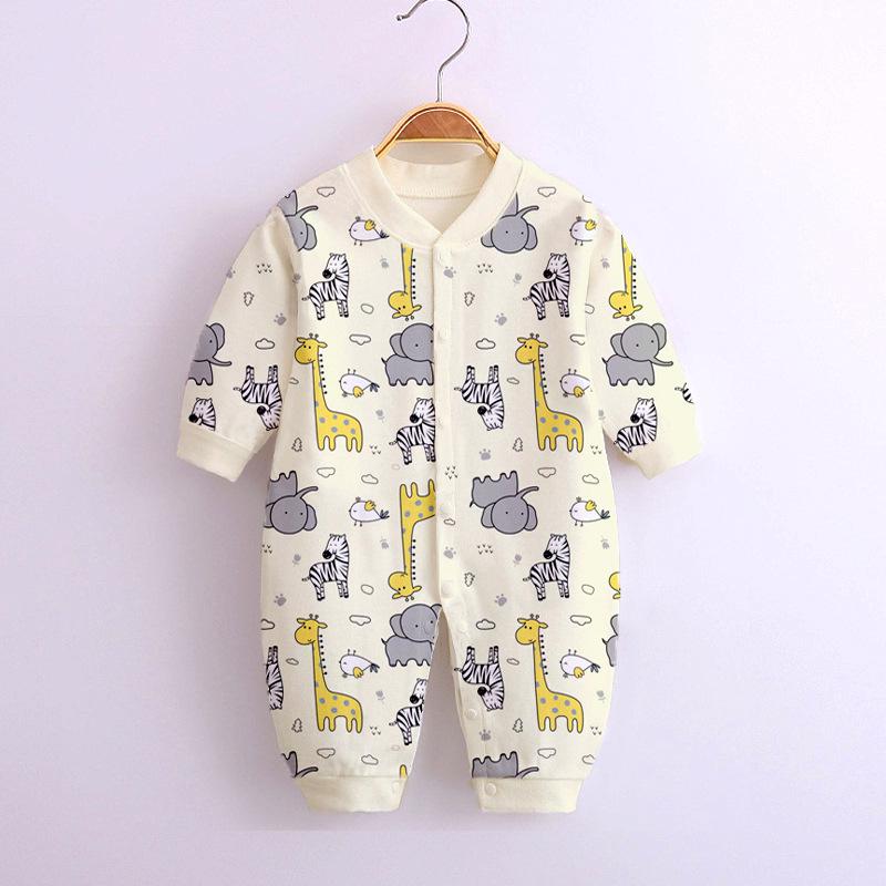 Baby Long Sleeve Romper - Spring/Autumn, Printed Combed Cotton Pajamas for Newborns, Infant Wear