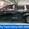 For Toyota Sienna -2025 2026 Stainless Steel Window Sill Center B C Pillar Posts Cover Trim Exterior Accessories Car Styling