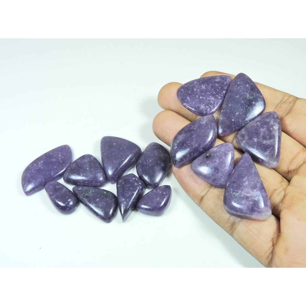 310Cts. Natural Lepidolite Fancy Shape Cabochon Loose Gemstone 14 Pcs Lot C-3443