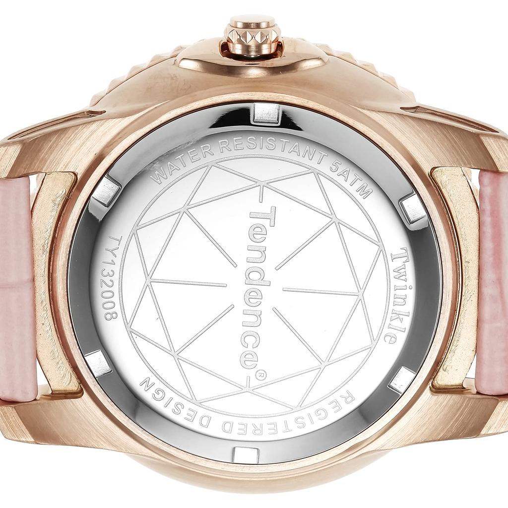 Tendence Watch TY132008 TWINKLE Rose Gold Calf Leather Quartz 41mm Watch Women's