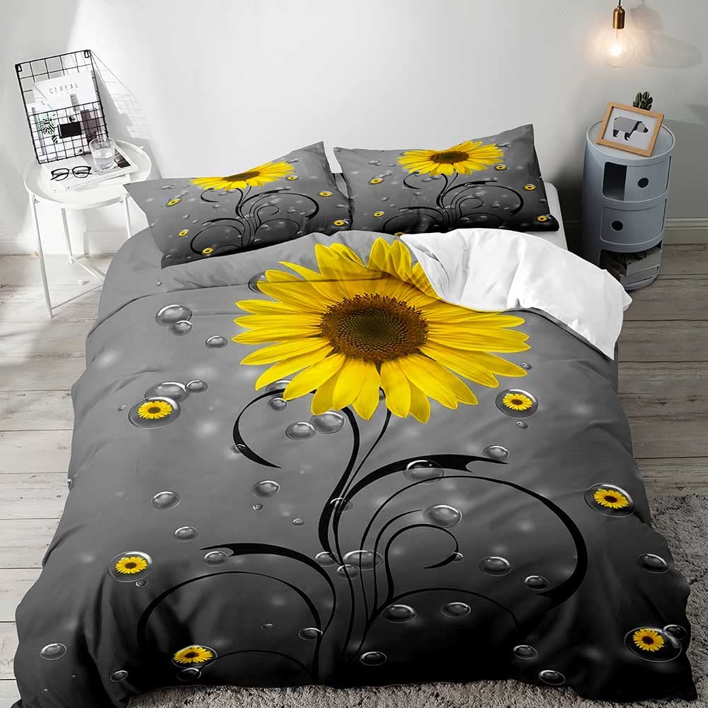 Comforter Exotic Romantic Flower Single Printed Bedding Set Queen Size Ultra Soft Zipper 3 Piece Set 2 S