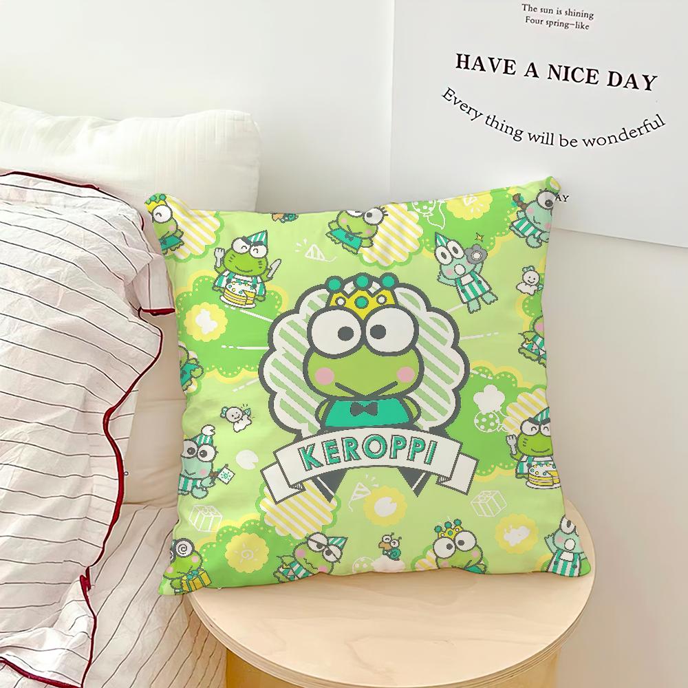 Cushion Cover Green Cartoon Soft Pillow Sro Case For Sofa Kawaii Living Room Home Frog Office K-Keroppi Decor Protective Covers