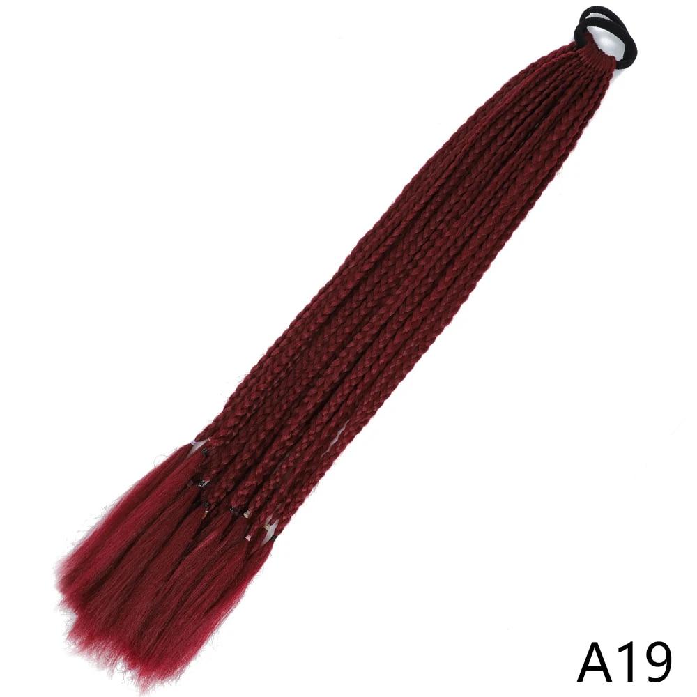 Synthetic Long Wig Colored Braided Ponytail Hair Extension Elastic Rubber Band Braiding Ponytail Hair Extensions For Girls