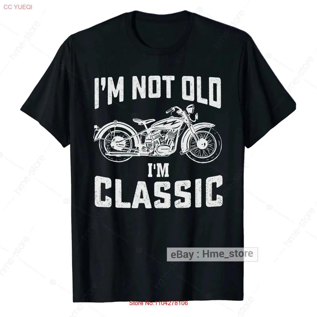 Not Old I'm Classic Funny Motorcycle Biker T Shirt Dad Grandpa Men Vintage Washed Soft Stretched Slightly Breathable Graphic