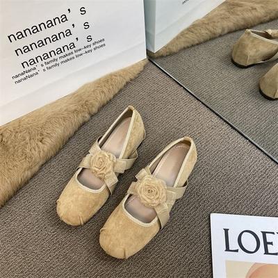 Innere Höhenerhöhung 5CM neue chinesische Retro-Blumenkreuz mit flachem Mund Einzelne Schuhe Wildleder dicke Sohle Nationalstil Mary Jane Damenschuhe