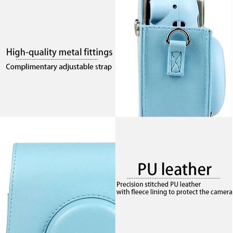 Camera Cover Bag for Instax Mini 11 PU Leather Protector with Shoulder Strap Camera Holder Dustproof Camera Cases