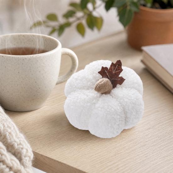 Yousheng Plush Pumpkin, with Maple Leaf Decor Halloween Decoration, 3D Pumpkin Throw Pillow, Soft Cute Harvest Festival Home