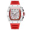 ONOLA Watches for Men Fashion Casual Tonneau Multifunctional Soft Silicone Strap Waterproof White Quartz Mens Watch Reloj Hombre