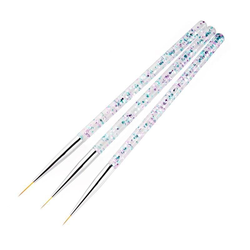 3 Stück Zuglinie Nailart Pinsel Nailart Zeichenstift Kettenglied Blumenmalerei Acryl Punktierwerkzeug DIY Persönlichkeit Nageldesign