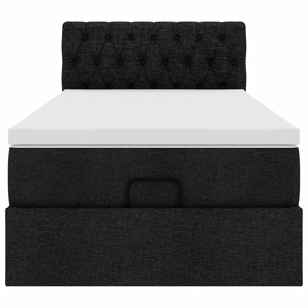 Ottoman Bed with Mattress Black 80x200 Cm Fabric