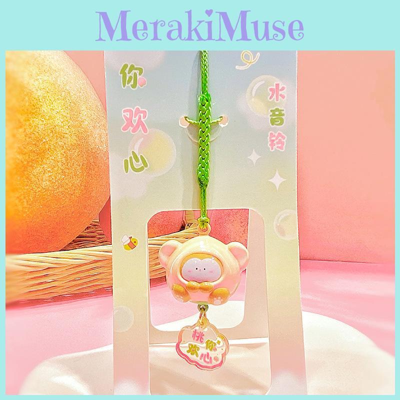 Endearing Peach You Love Water Sound Bell Keychain With Playful Animal Designs For Gifts