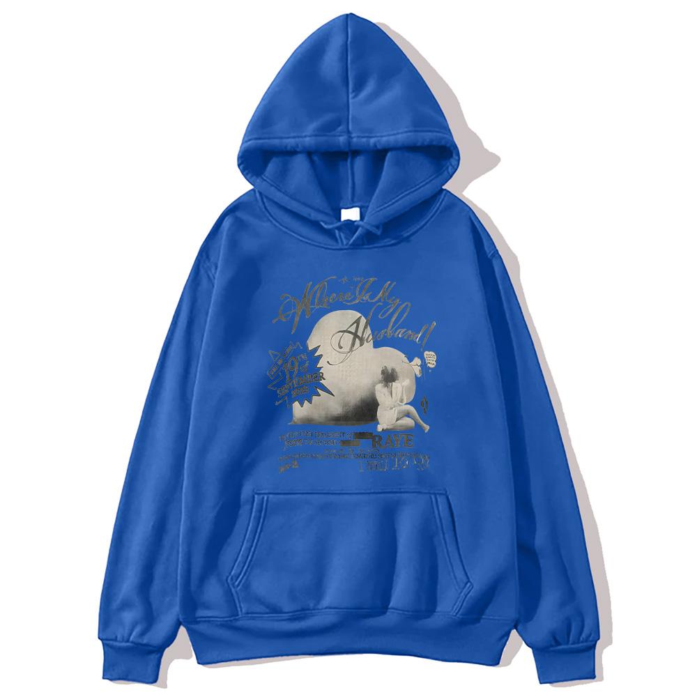 Where Is My Husband! Raye Single Graphic Hoodies Harajuku Vintage Sweatshirts Women Men Fleece Long Sleeve Hoody